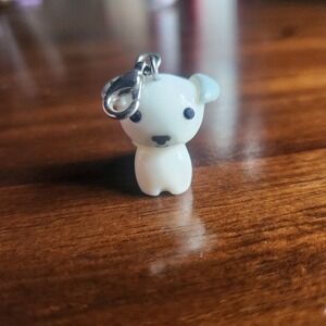 Tiny puppy dog charm. White puppy dog cute charm for bracelet or necklace